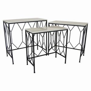 Plutus PBTH94822 Planter Stand In Black Metal Set Of 3