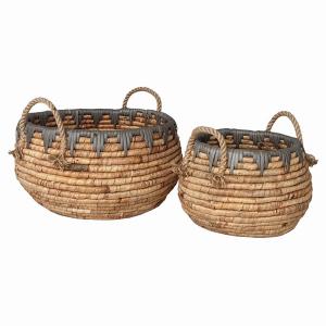 Plutus PBTH93301 Water Hyacinth Basket In Brown Natural Fiber Set Of 2