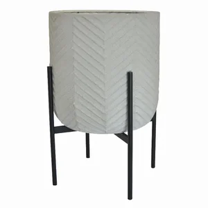 PBTH93189 | Plutus Brands Gray Metal Planter by Plutus