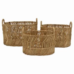 Plutus PBTH94465 Waterhyacin Basket In Brown Natural Fiber Set Of 3