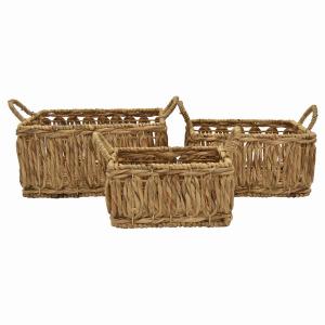 Plutus PBTH94464 Waterhyacin Basket In Brown Natural Fiber Set Of 3