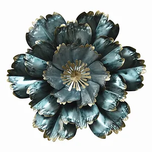 PBTH92572 | Plutus Brands Elegant Blue Metal Flower Wall