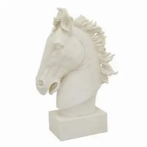 Plutus PBTH94243 Horse Head Tabletop Decoration In White Resin