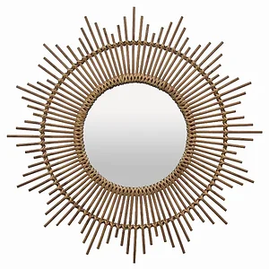 PBTH93106 | Plutus Brands Elegant Brown Rattan Wall Mirror