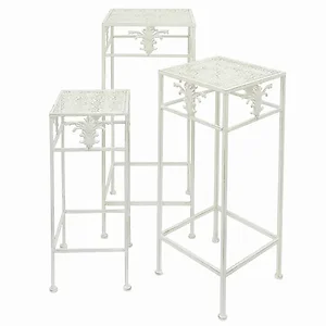 PBTH93673 | Plutus Brands Elegant White Metal Plant Stand