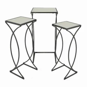 Plutus PBTH92528 Metal Plant Stand  In Black Metal Set Of 3