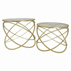 Plutus PBTH92927 Metal Mirrored Plant Stand In Gold Metal Set Of 2