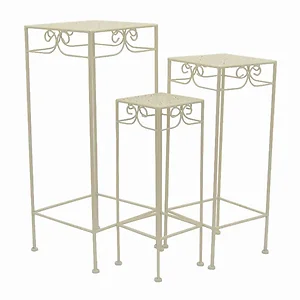 PBTH92617 | Plutus Brands Elegant White Metal Plant Stand
