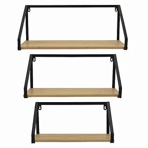 PBTH92070 | Plutus Brands Set of 3 Black Metal and Wood