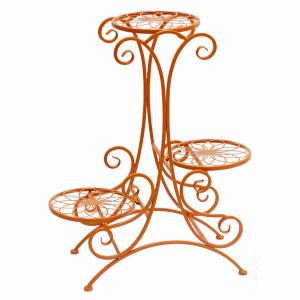 Plutus PBTH94293 Metal 3 Tier Planter Stand In Orange Metal