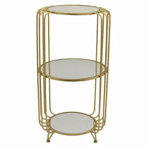 Plutus PBTH93065 Metal Mirrored Plant Stand In Gold Metal