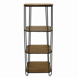 Plutus PBTH94500 Metalwood Plant Stand In Brown Metal