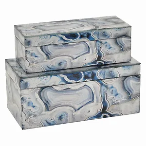 PBTH93056 | Plutus Brands Elegant Blue Glass Box Set of 2