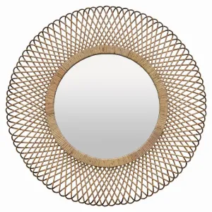 Plutus PBTH93110 Rattan Wall Mirror In Brown Natural Fiber