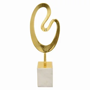 PBTH92367 | Plutus Brands Gold Metal Sculpture with Marble