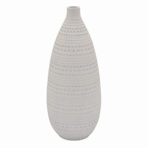 Plutus PBTH94617 Textured Vase In White Resin