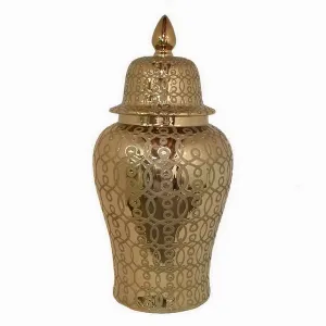 Plutus PBTH94373 Temple Jar In Gold Porcelain