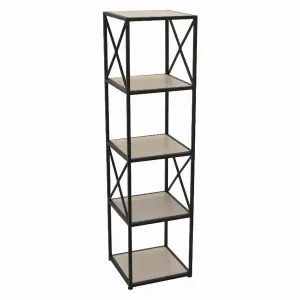 Plutus PBTH94413 Metalwood Plant Stand In Black Metal