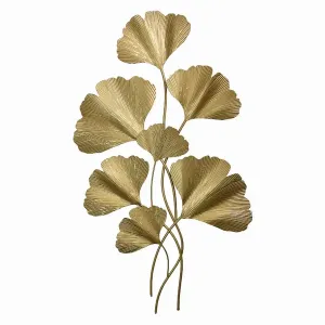 Plutus PBTH92965 Ginkgo Biloba Wall Decor In Gold Metal