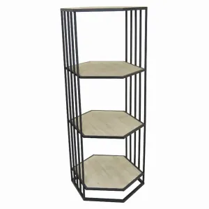 Plutus PBTH93478 Metal With Wood Plant Stand In Black Metal