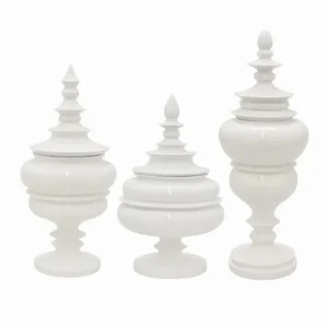PBTH92931 | Plutus Brands Elegant White Resin Jar Set with