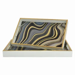 Plutus PBTH92536 Tray Set Of 6 In Multi-colored Glass