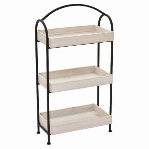 Plutus PBTH92874 Woodmetal Plant Stand In White Metal