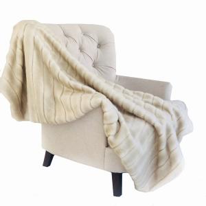 Plutus PBSF1420-6090-TC Ivory Luxury Faux Fur Throw Blanket - Plutus