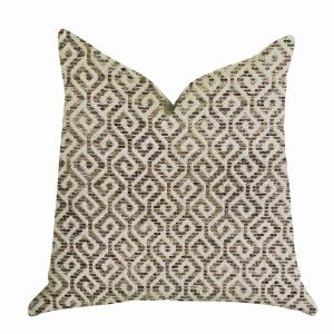 Plutus PBRA1341-2026-DP Maze Luxury Throw Pillow In Omni Truffle Brown