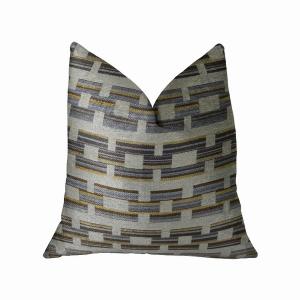 Plutus PBRAZ187-2222-DP Luxury Handmade White And Gray Geometric Pillo