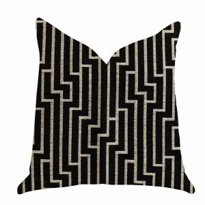 Plutus PBRA1371-2026-DP Elegant Black And Beige Luxury Throw Pillow - 