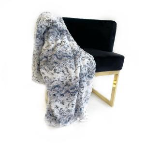 Plutus PBSF1524-8090-TC Plutus Navy Snowy Owl Faux Fur Throw Blanket -