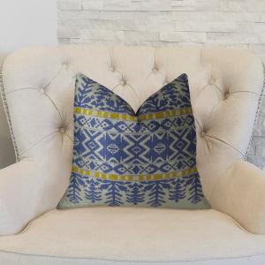 Plutus PBRAZ071-1818-DP Aztec Blue And White Handmade Luxury Pillow - 