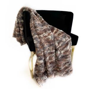 Plutus PBSF1520-8090-TC Luxury Brown Rabbit Faux Fur Throw Blanket