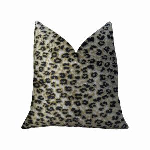 Plutus PBRAZ020-2020-DP Luxury Taupe And Black Handmade Cheetah Pillow