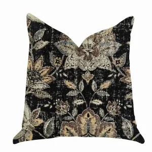 Plutus PBRA1335-2626-DP Plutus Noir Lotus Blossom Luxury Throw Pillow