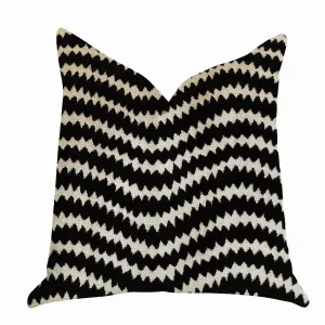 Plutus PBRA1377-2036-DP Plutus Jagged Fringe Luxury Throw Pillow In Bl