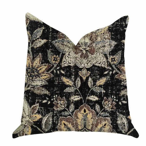 Plutus PBRA1335-2030-DP Plutus Noir Lotus Blossom Luxury Throw Pillow