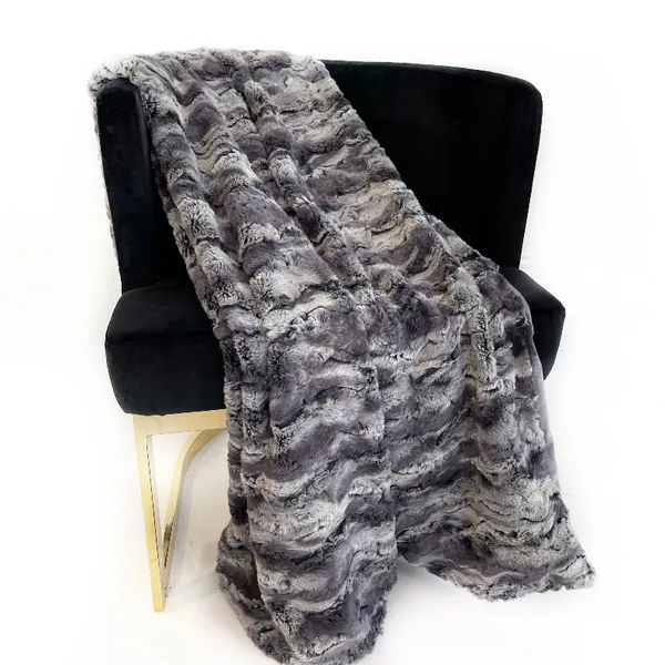 Plutus PBSF1523-9090-TC Plutus Metal Wild Rabbit Faux Fur Luxury Throw