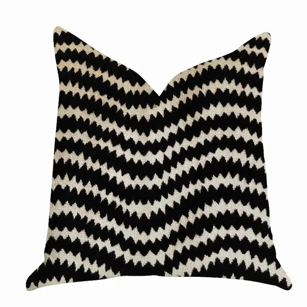 Plutus PBRA1377-1818-DP Plutus Jagged Fringe Luxury Throw Pillow In Bl