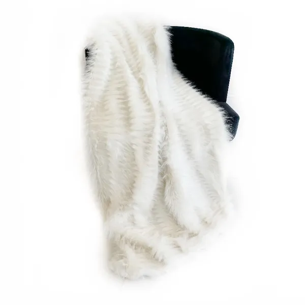 Plutus PBDT1702-8090-TC Plutus Off White Exotic Feather Faux Fur Luxur