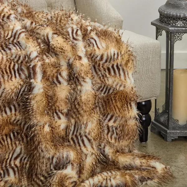 Plutus PBEZ1782-108x90T Plutus Porcupine Beige Faux Fur Luxury Throw