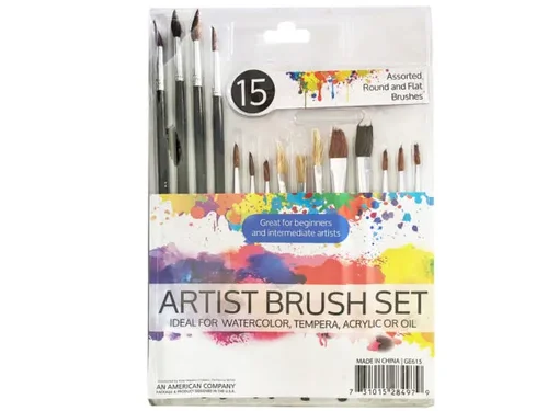 GE615 | Bulk Buys Versatile 15-Piece Paint Brush Set for