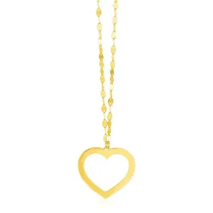 Unbranded 03430-18 14k Yellow Gold Necklace With Reversible Heart Pend