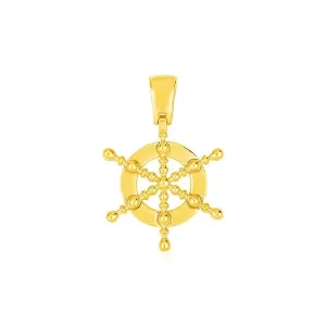 Unbranded 47642 14k Yellow Gold Ships Wheel Pendant