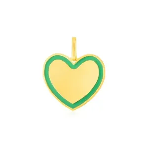 Unbranded 58687 14k Yellow Gold And Green Enamel Heart Pendant