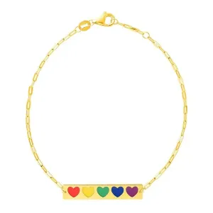 Unbranded 52799-7 14k Yellow Gold 7 Inch Bar Bracelet With Rainbow Ena