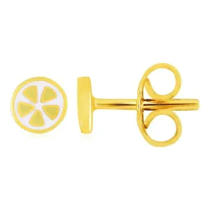 Unbranded 27042 14k Yellow Gold And Enamel Lemon Slice Stud Earrings