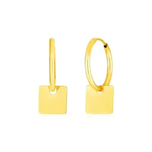 Unbranded 86968 14k Yellow Gold Huggie Style Hoop Earrings With Square