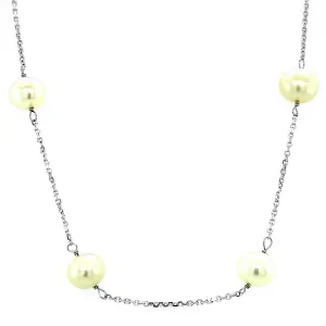 Unbranded 73657-16 14k White Gold Necklace With White Pearls Size: 16'